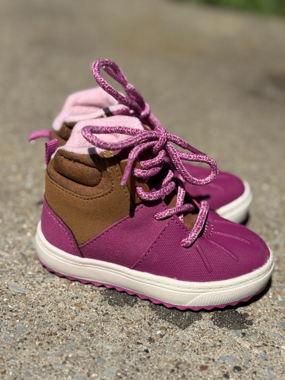OshKosh Wistman Girls 5M Pink Brown High Top Boots Mini Gorpcore Hikers Y2K4137